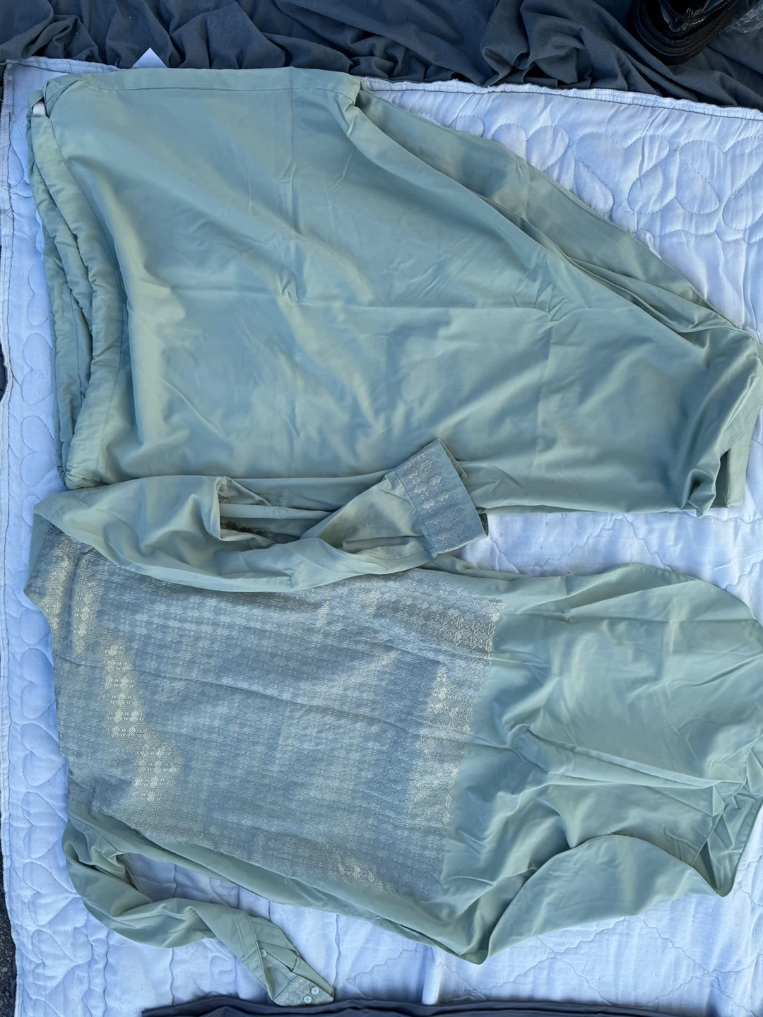 Men's Sage Green & Grey Shalwar Kameez Set