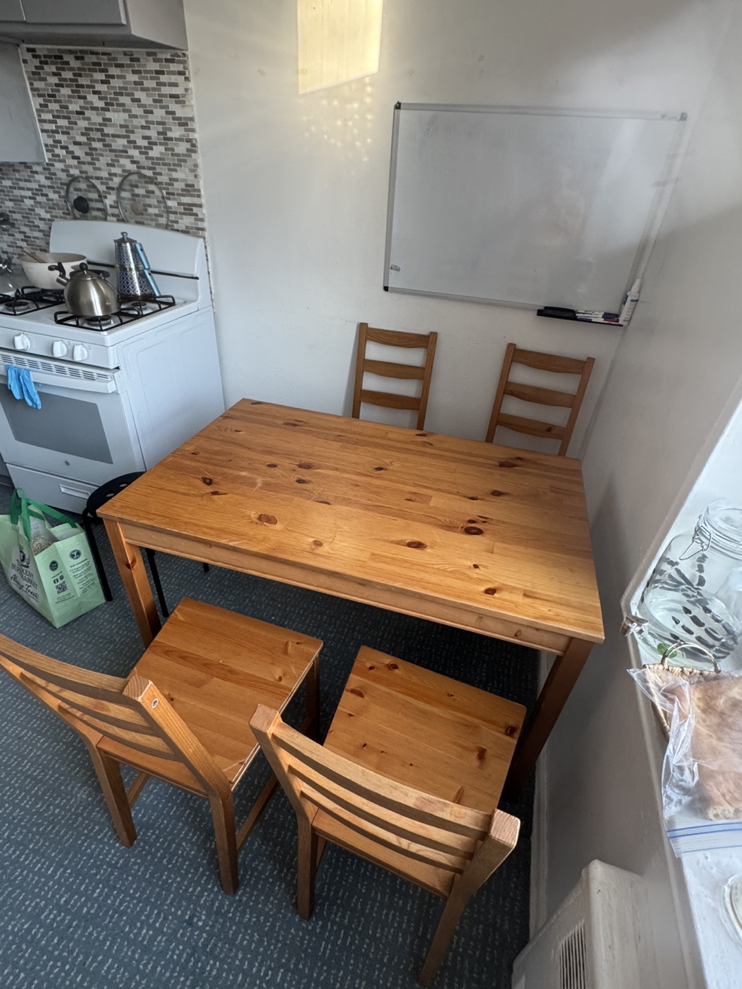 Wooden Dining Table with 4 Chairs