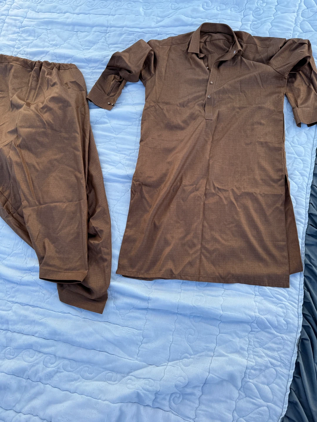 Men's Shalwar Kameez Suit - Grey/Brown - photo 3