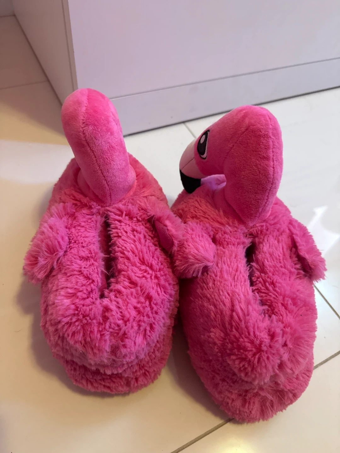 Pink Flamingo Plush Slippers - photo 2