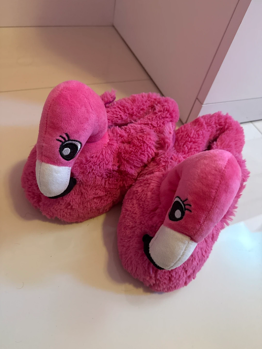 Pink Flamingo Plush Slippers