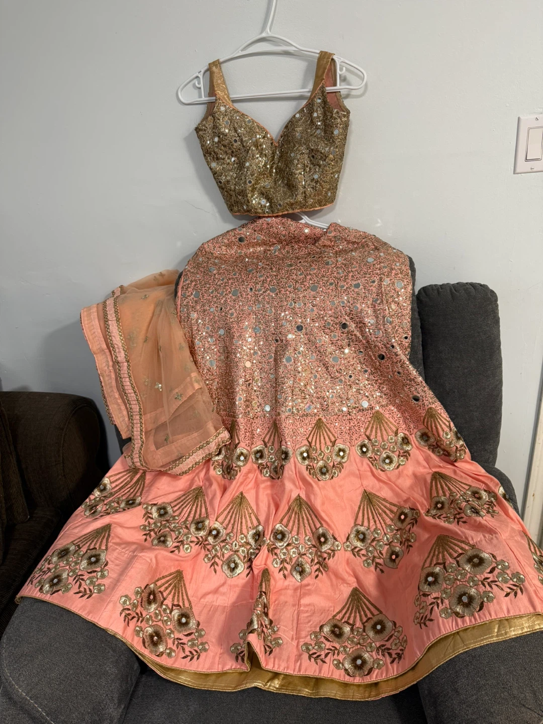 Peach Lehenga Choli Set