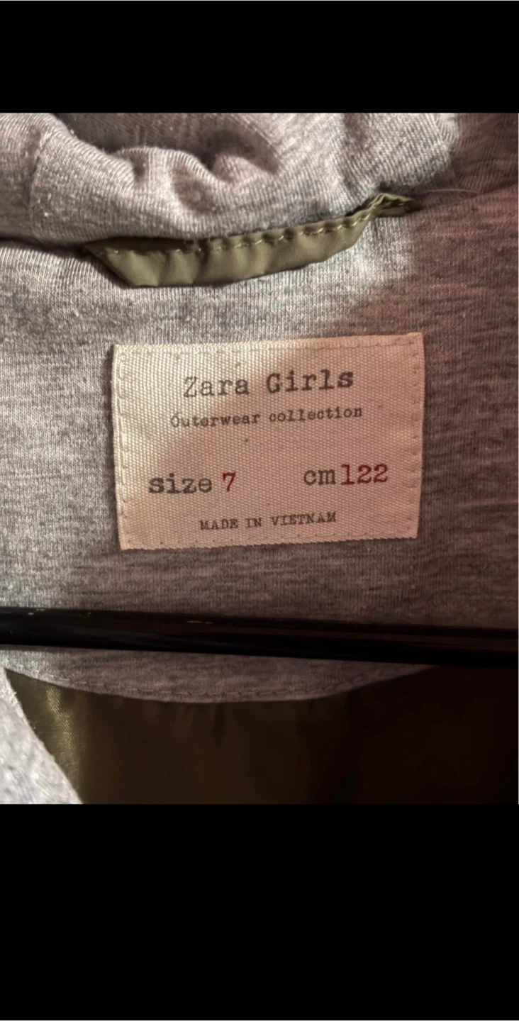 Zara Girls Olive Green Winter Coat - Size 7
