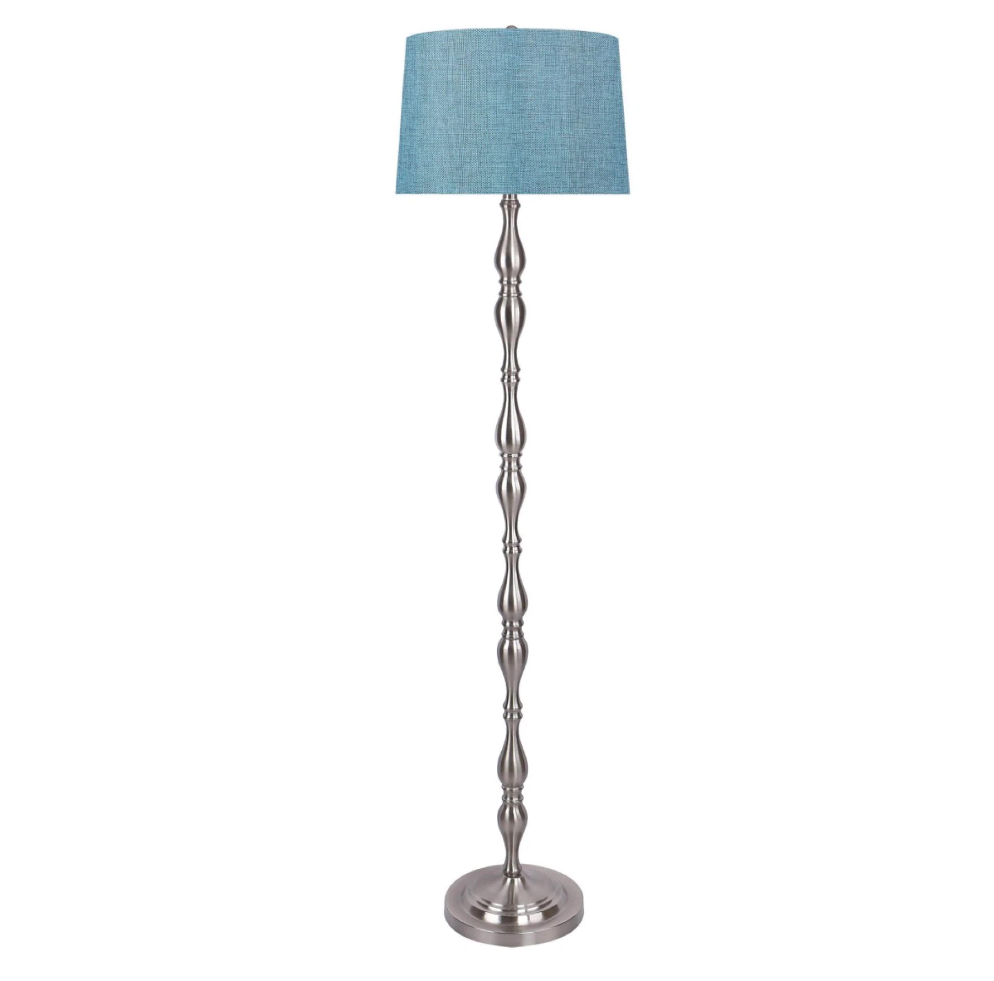 Floor Lamp - Blue Shade, Silver Base