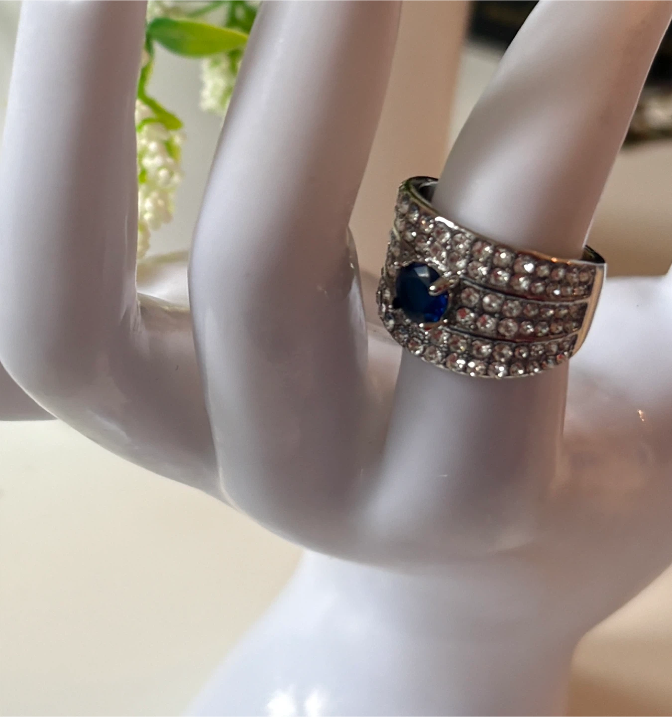 Stunning Silver Tone Ring with Blue Stone! - photo 3