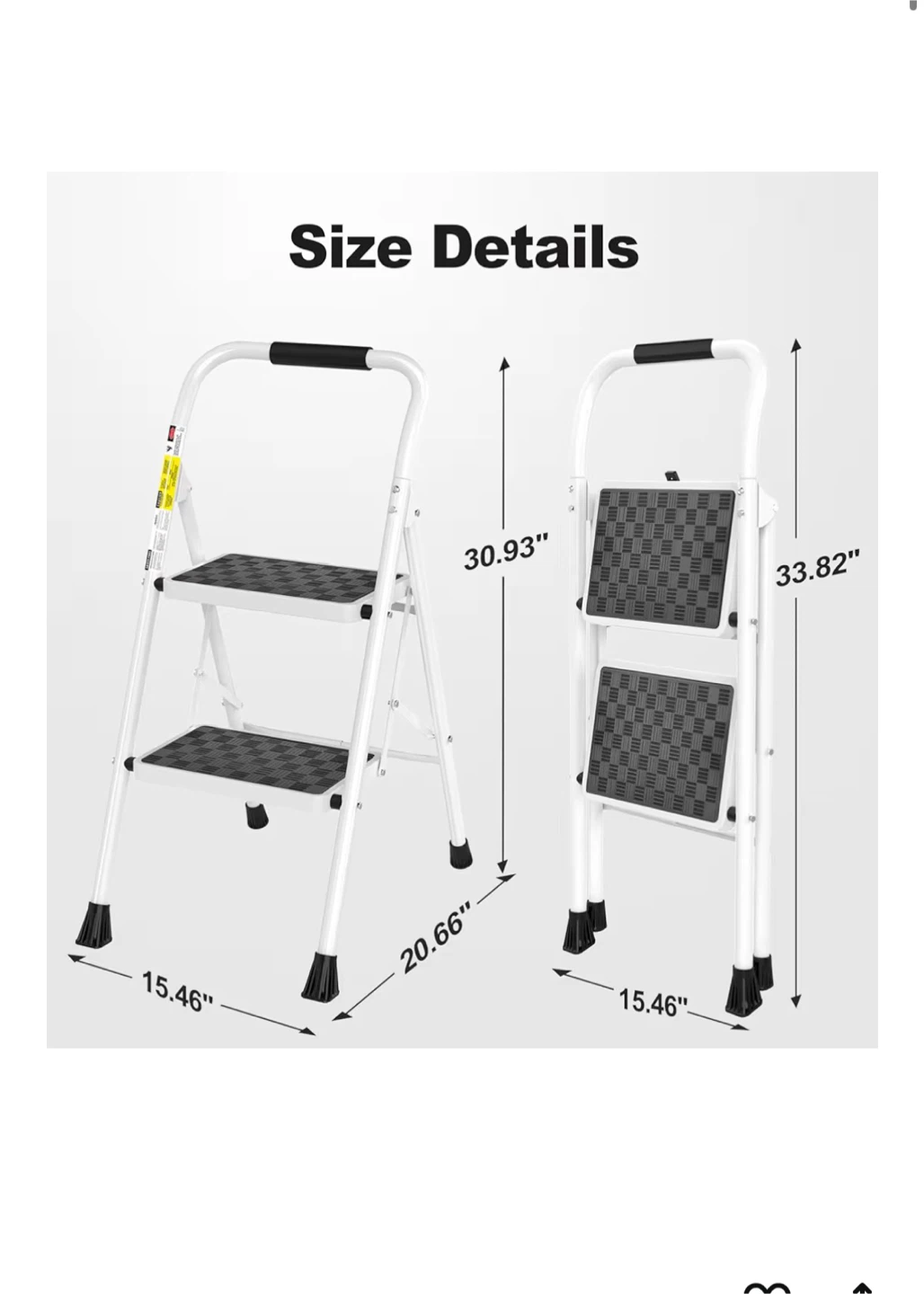 Foldable two step Ladder White - photo 3
