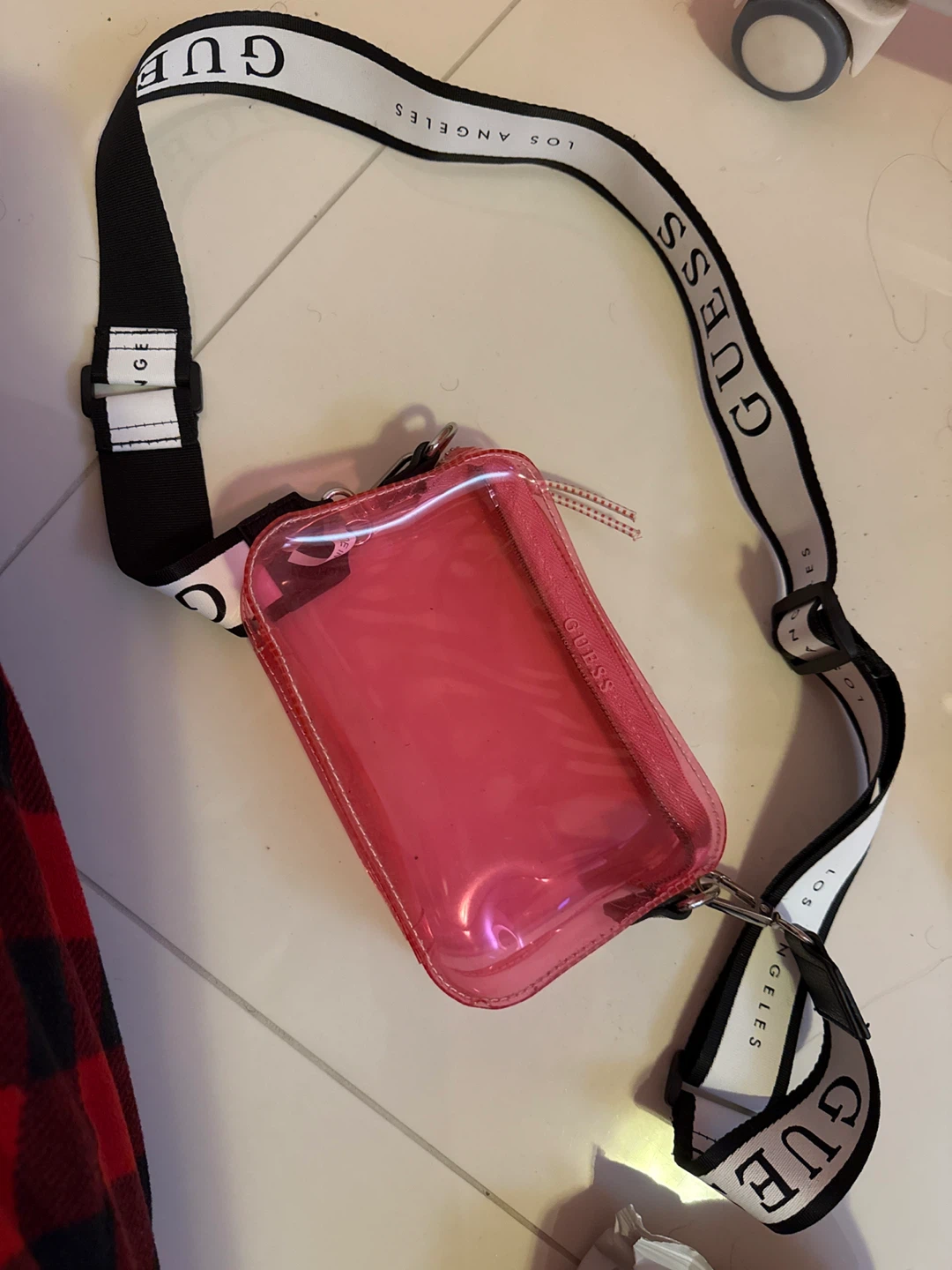 Guess Pink Clear Crossbody Bag