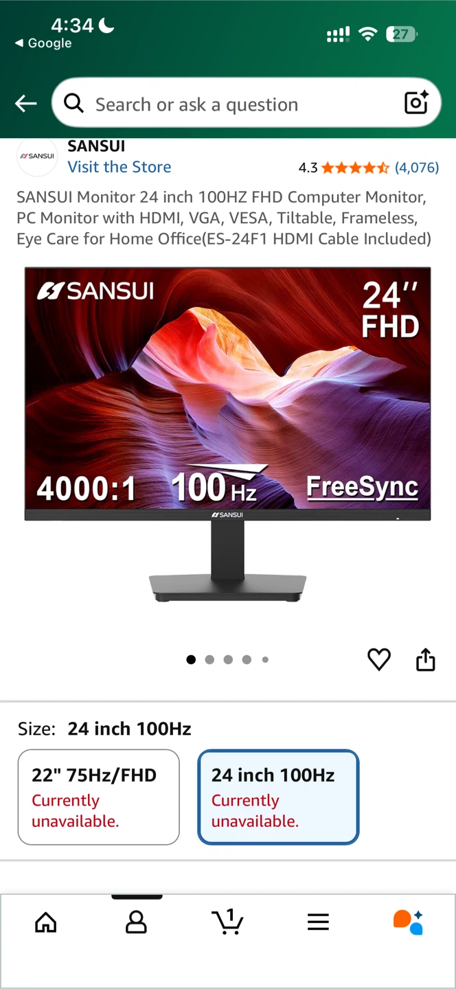 Sansui 24 inch FHD 100Hz Gaming Monitor - photo 3