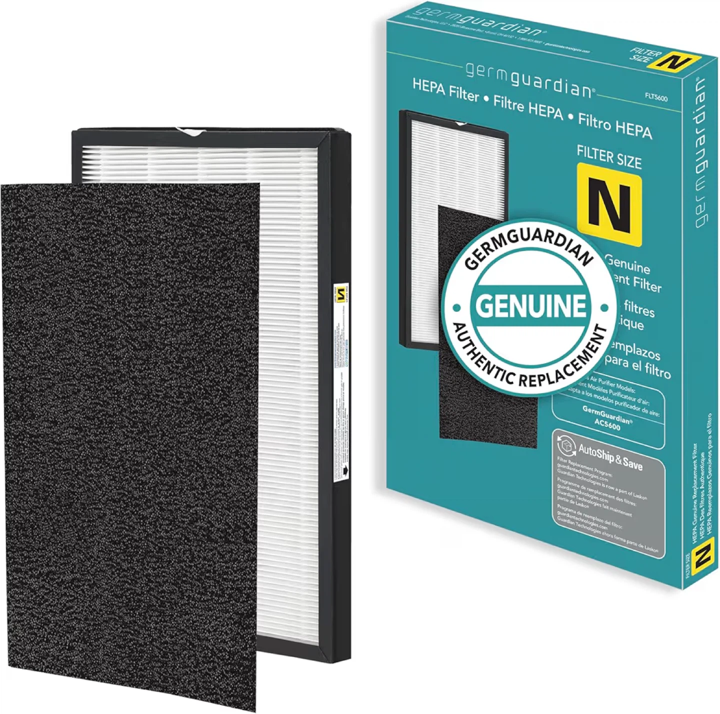 GermGuardian FLT5600 HEPA Genuine Replacement Filter N, 2-piece