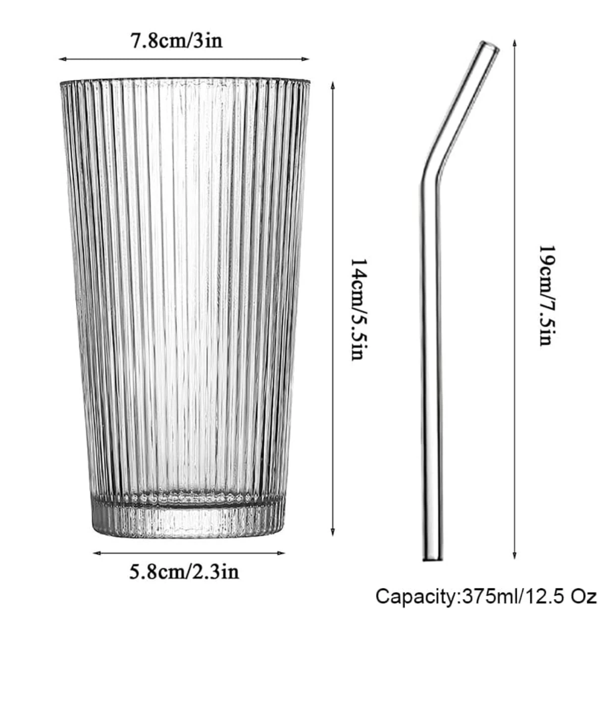 Glass Tumbler with Lid & Straw - 12.5 oz