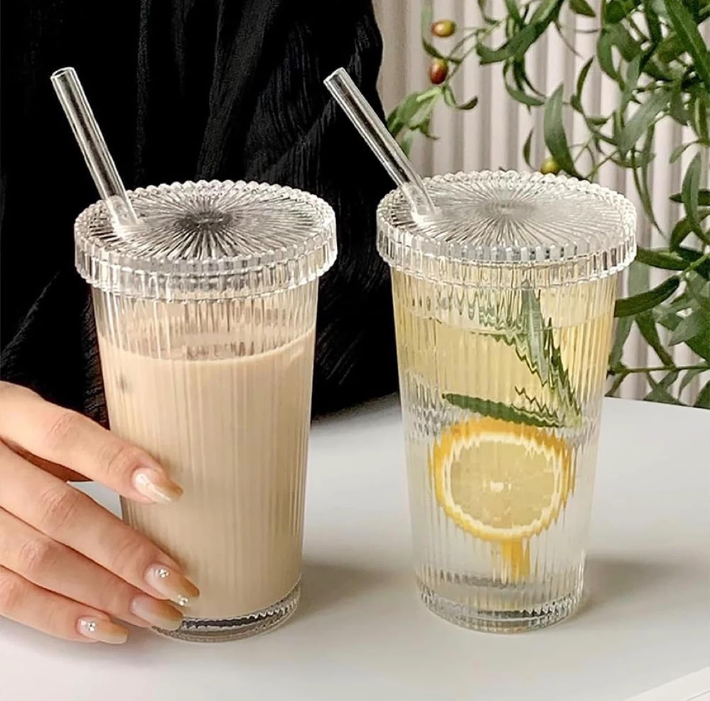 Glass Tumbler with Lid & Straw - 12.5 oz - photo 2