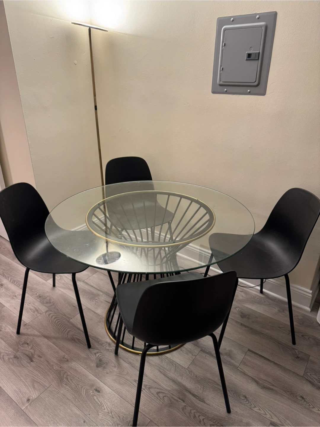 Glass Top Dining Table with 4 Chairs