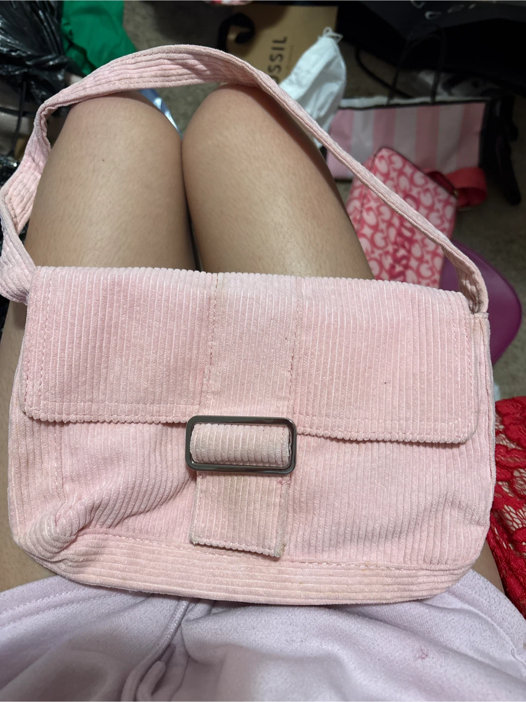 Pink Corduroy Shoulder Bag - photo 2