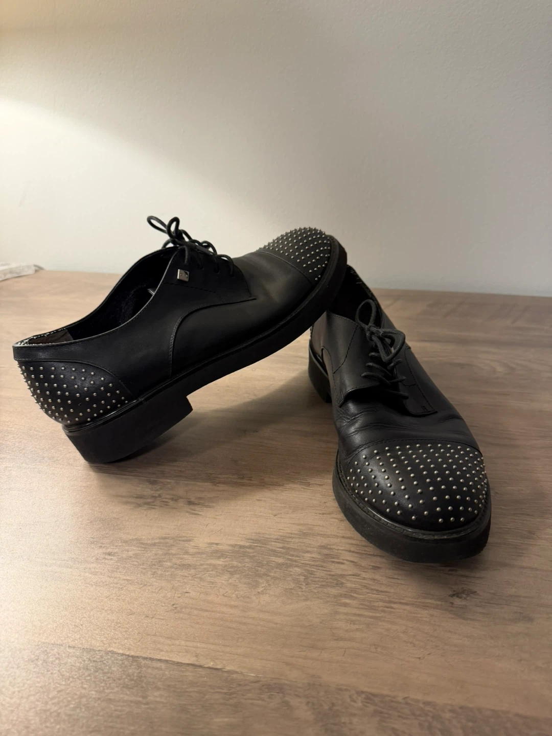 Antonio Biaggi Black Studded Leather Oxford Shoes - photo 2