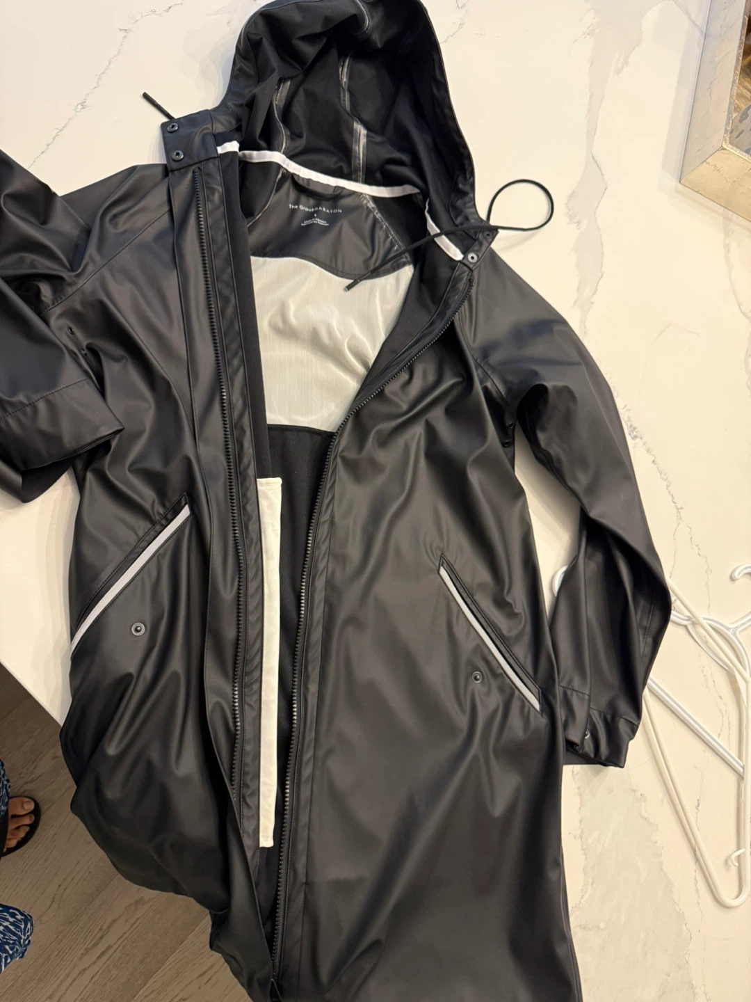 The Group A Baton Black Raincoat - Size S