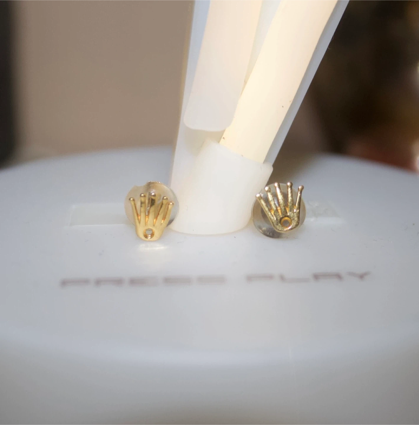 Rolex Crown Earrings - Gold