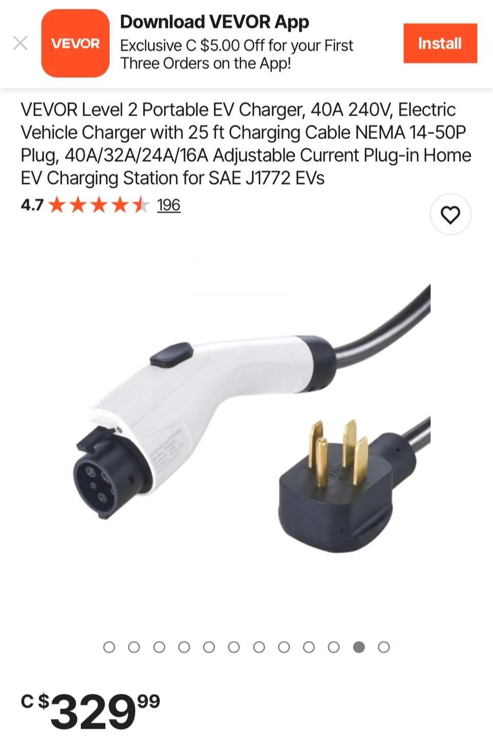 VEVOR Level 2 Portable EV Charger - photo 2