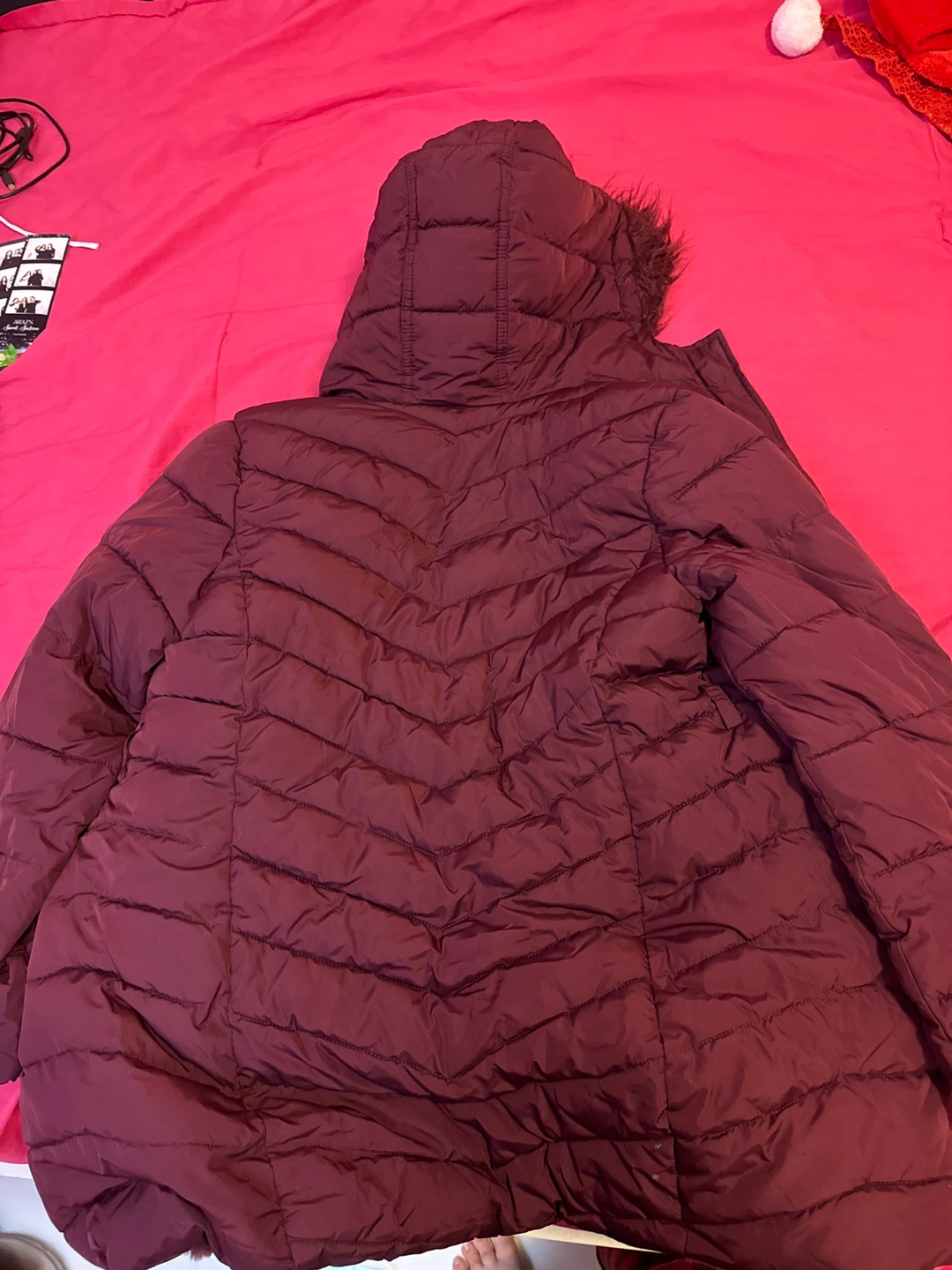 Children's Place Puffer Jacket, Burgundy - photo 3