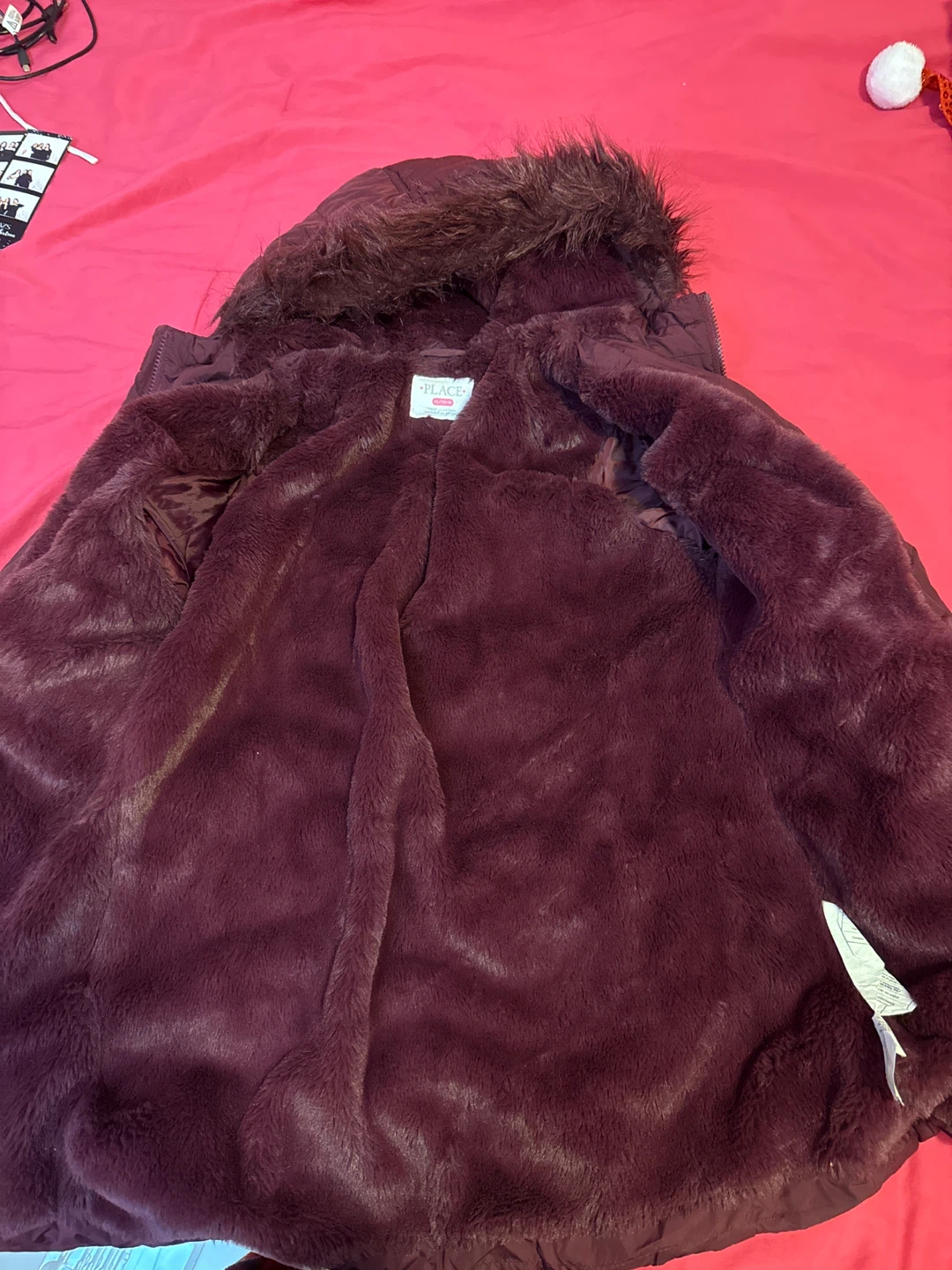 Children's Place Puffer Jacket, Burgundy - photo 2
