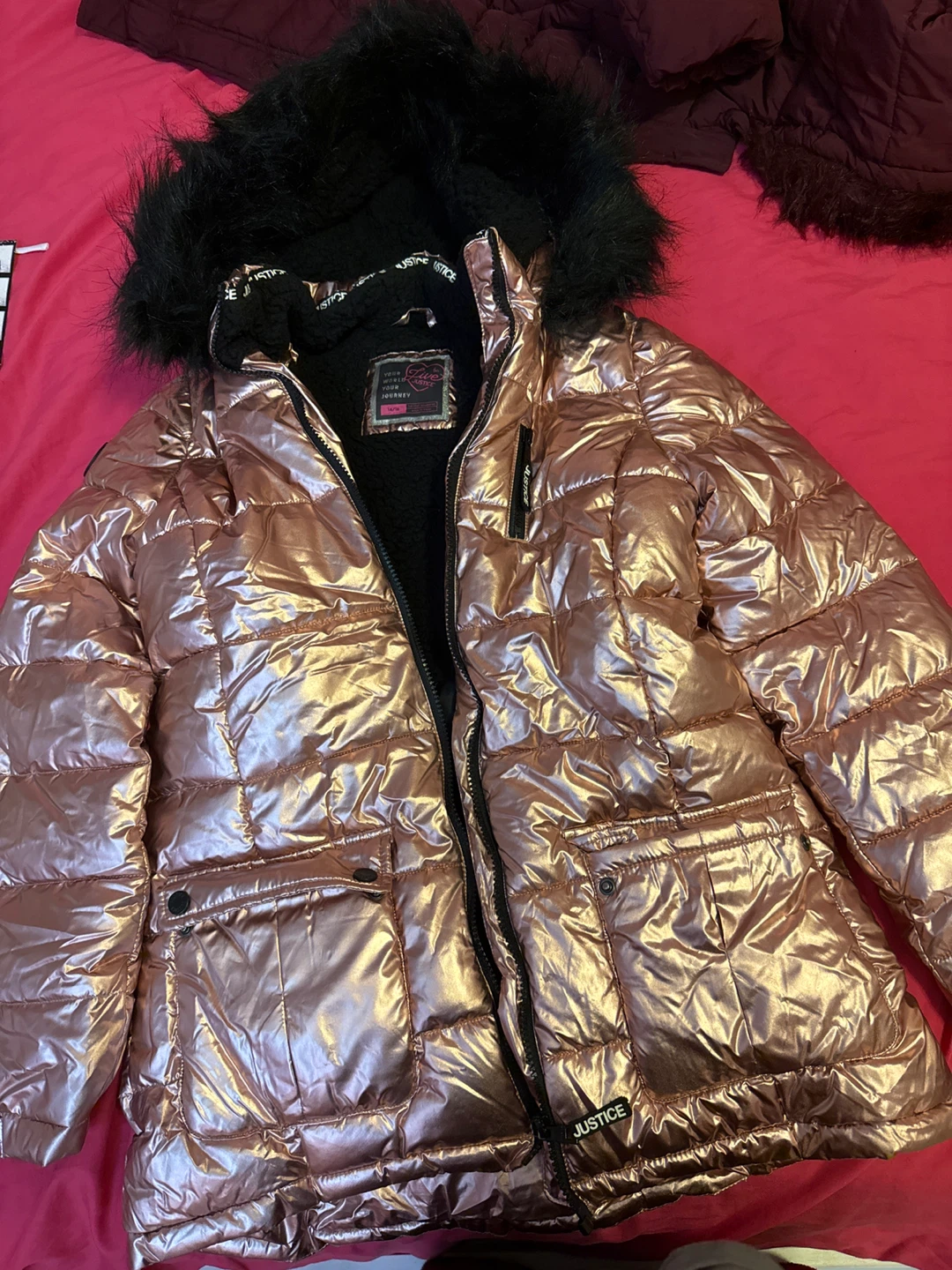 Justice Puffer Jacket - Rose Gold