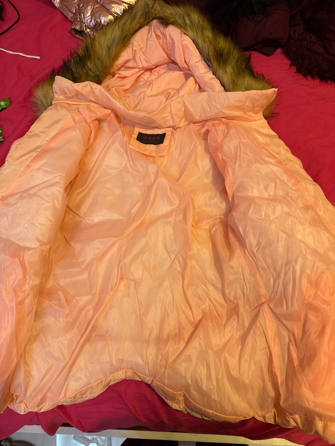 Pink Puffer Jacket with Faux Fur Hood - photo 2