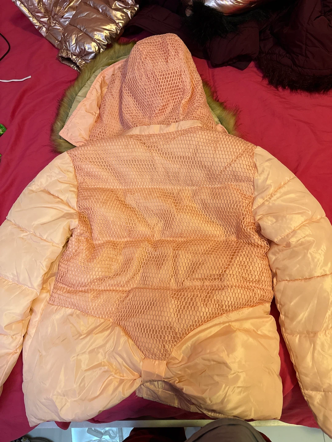 Pink Puffer Jacket with Faux Fur Hood - photo 3