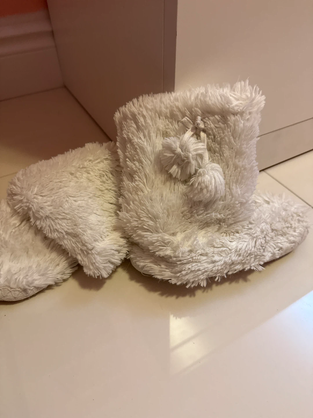 White Fuzzy Slipper Boots - Size 7 - photo 2