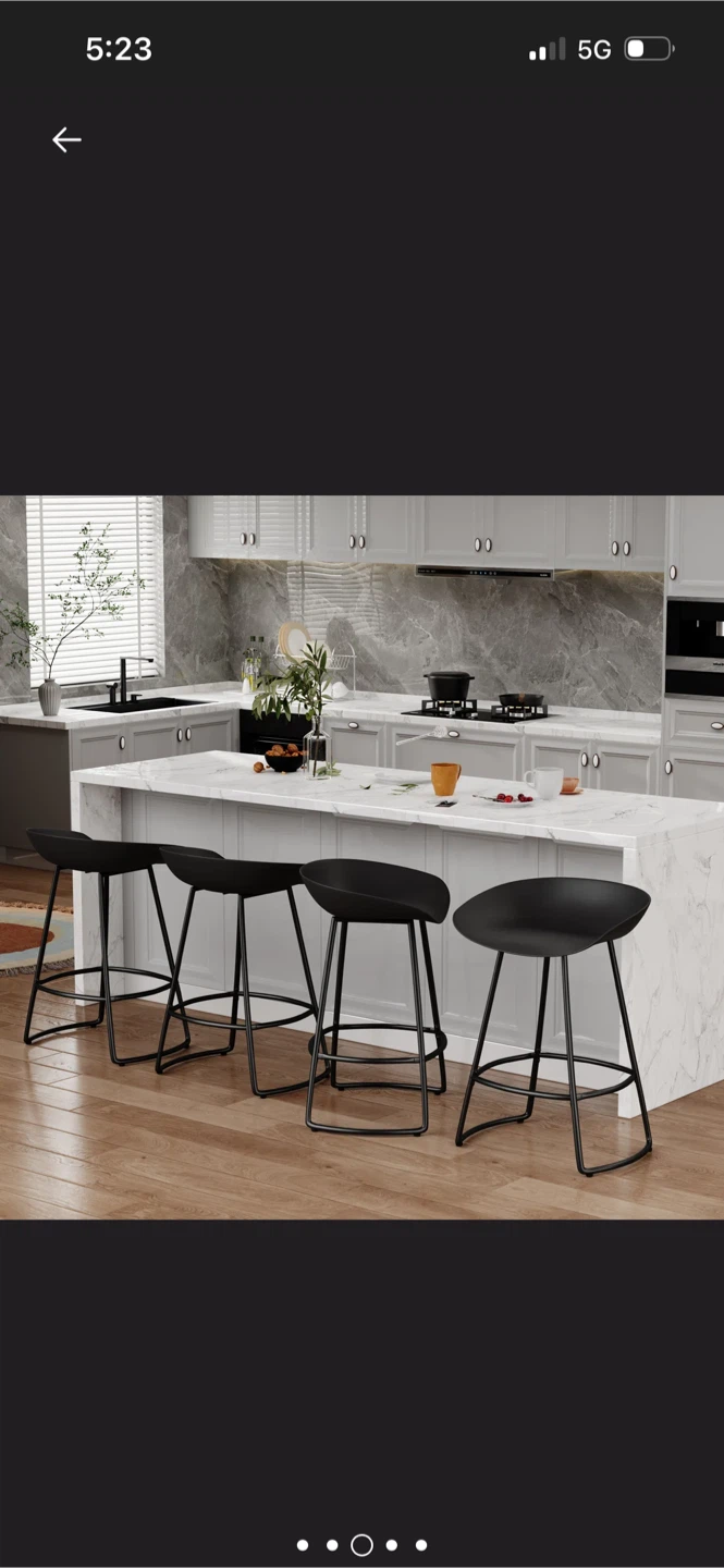 New Set of 4 Black Metal Bar Stools - photo 5