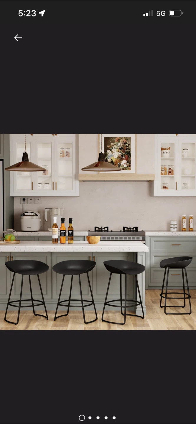 New Set of 4 Black Metal Bar Stools