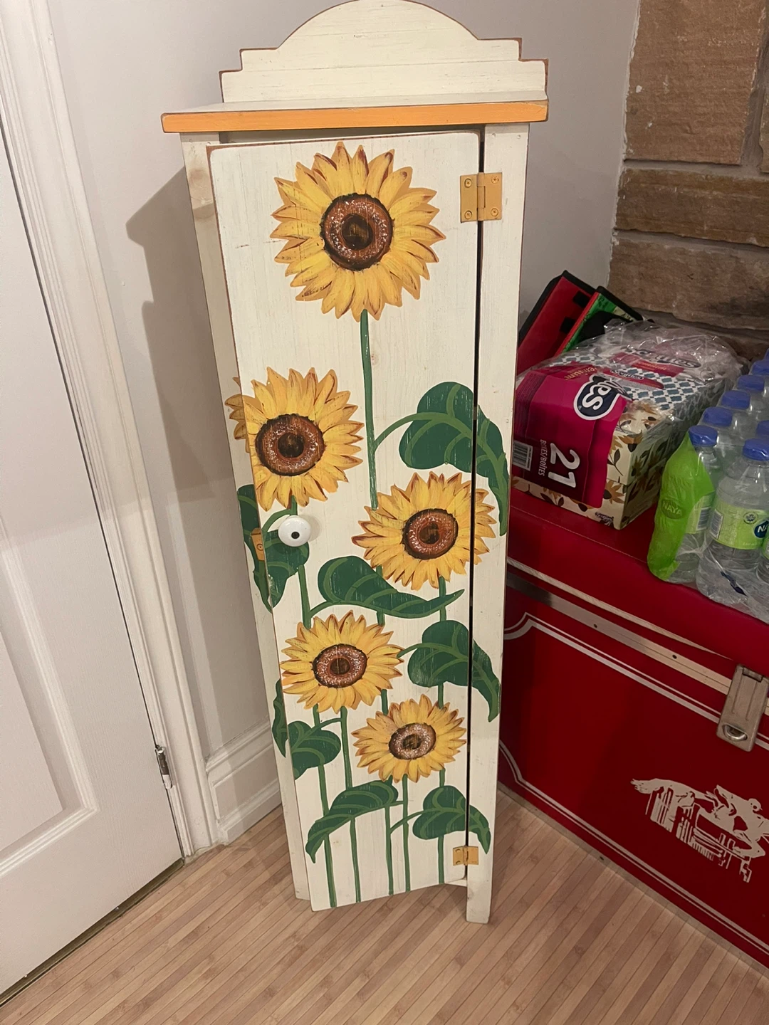 Sunflower Painted Wooden Cabinet