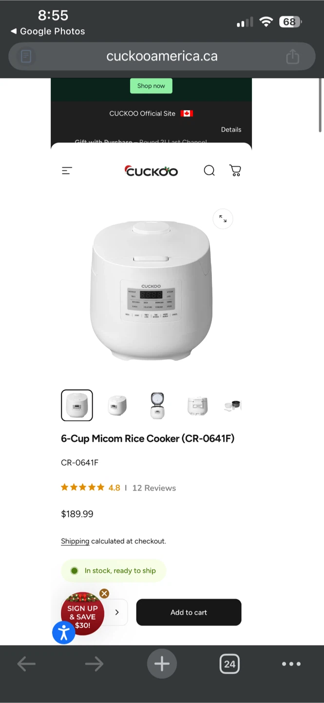 Cuckoo CR-064F Electric Rice Cooker - 6 Cups - photo 5