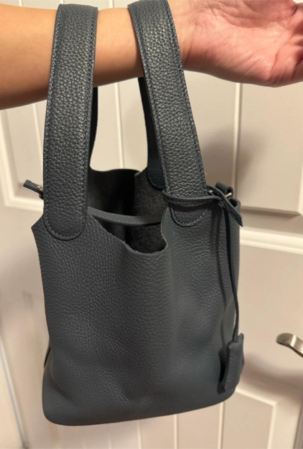 Leather Tote Bag - Grey - photo 2