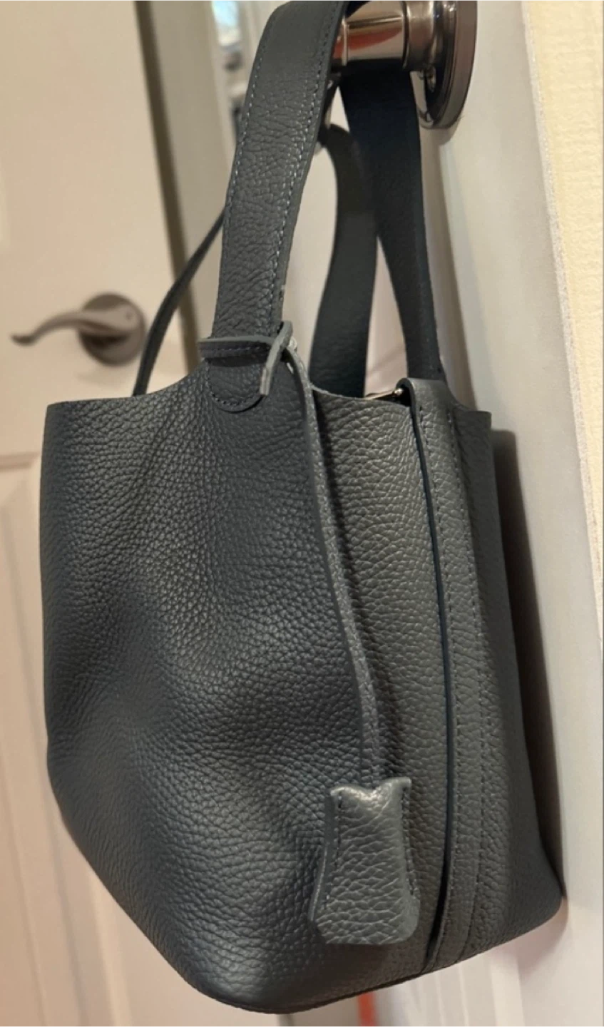 Leather Tote Bag - Grey - photo 3