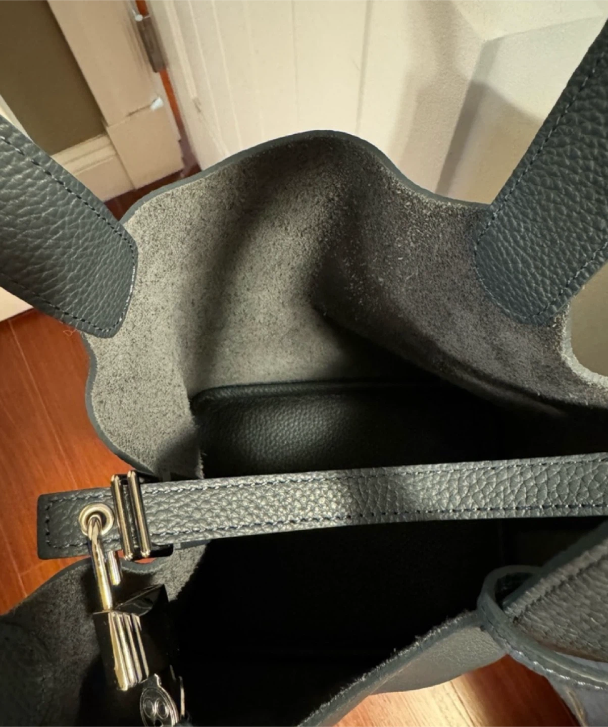 Leather Tote Bag - Grey - photo 4