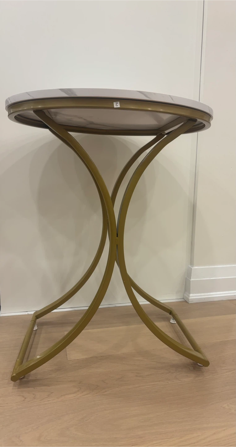 Tribesigns White & Gold End Table - photo 3