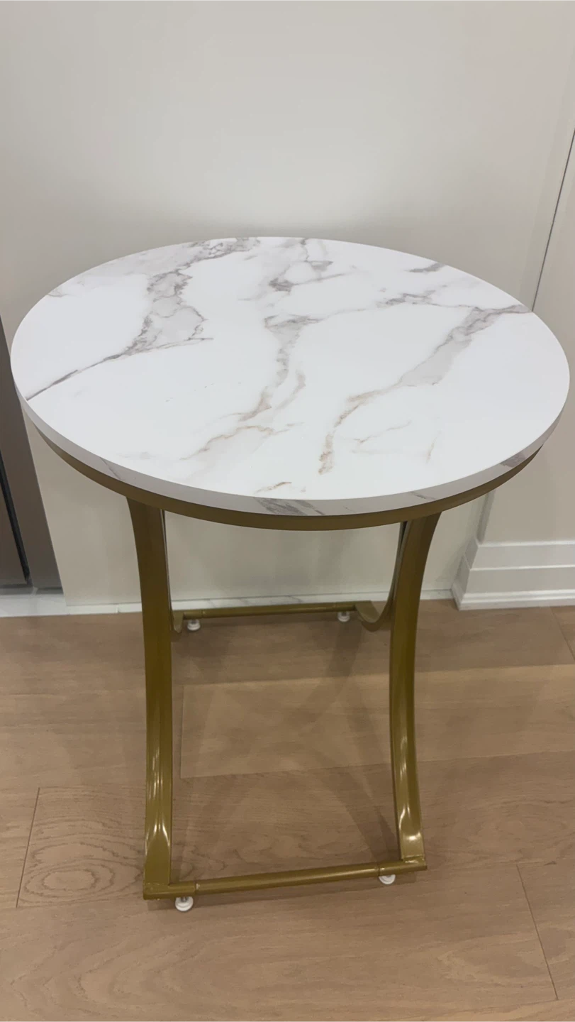 Tribesigns White & Gold End Table - photo 2
