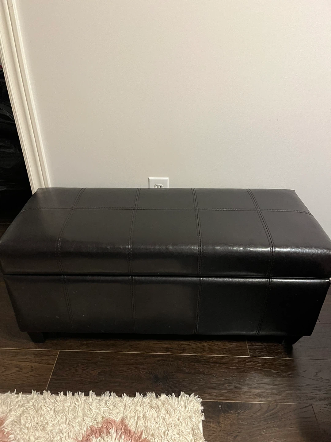 Brown Leather Storage Ottoman Bench