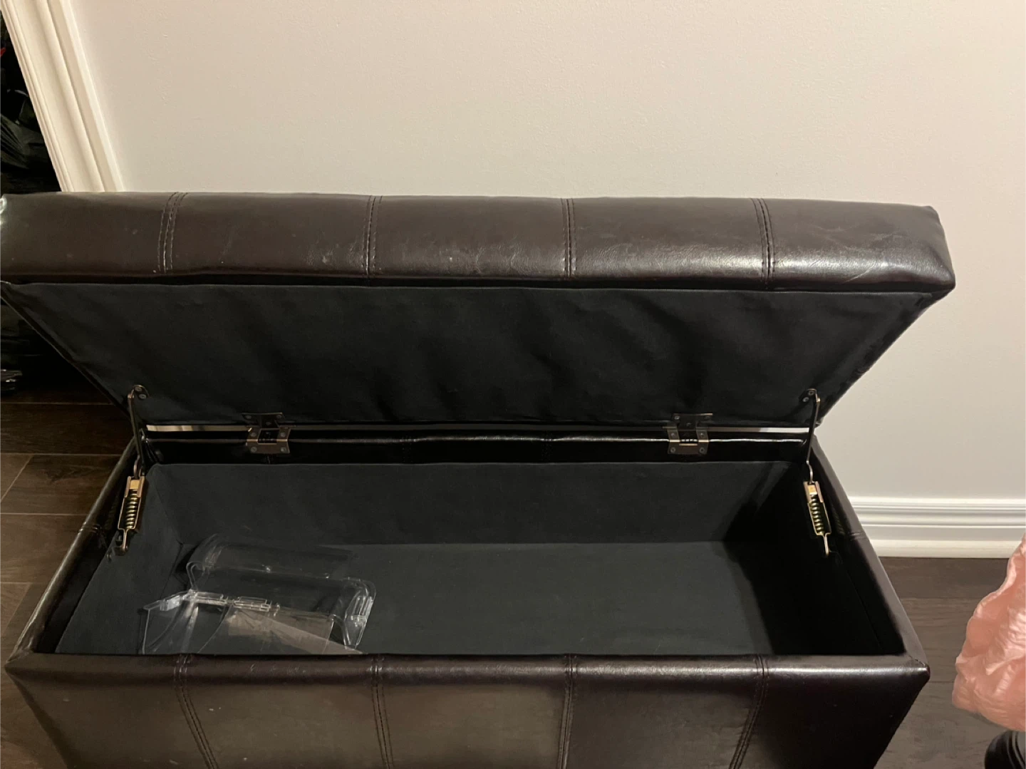 Brown Leather Storage Ottoman Bench - photo 2