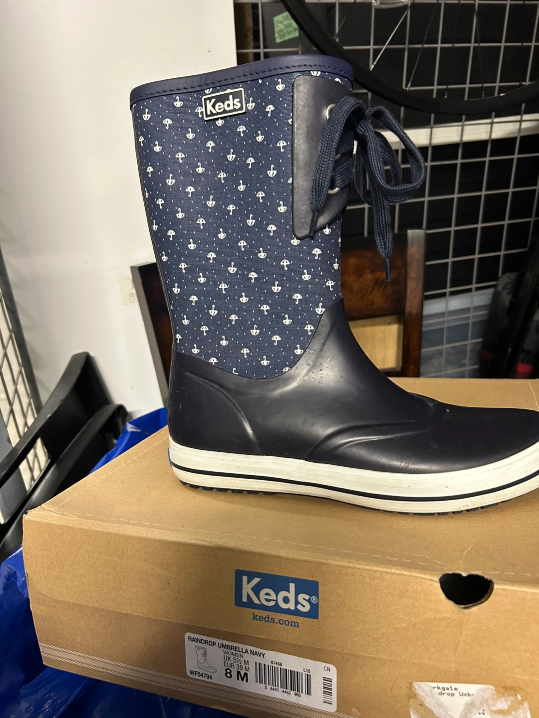 Keds Raindrop Umbrella Navy Rain Boots - Size 8 - photo 3