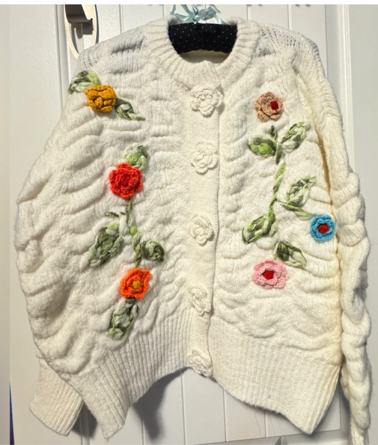 Chicwish Floral Appliqued Cardigan - Size S
