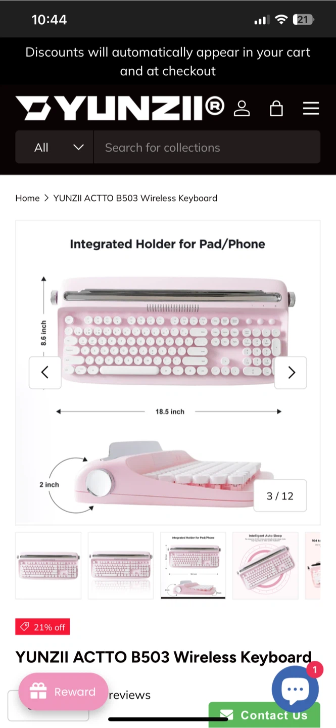 YUNZII ACTTO B503 Wireless Keyboard - Ivory - photo 4