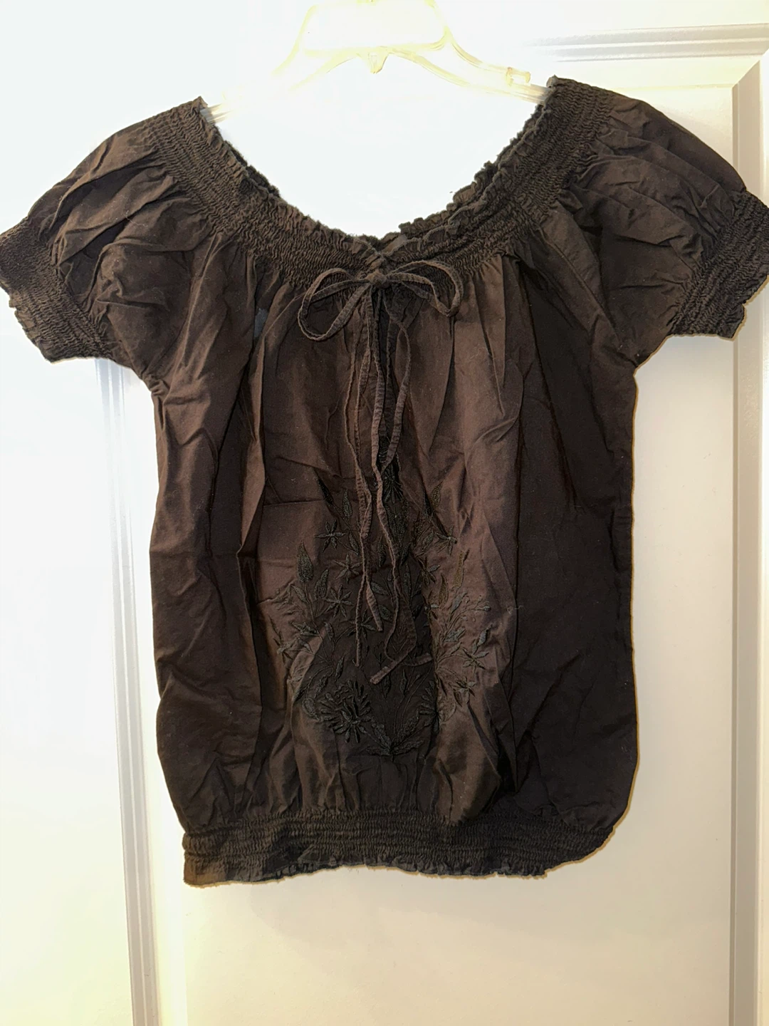 Black Embroidered Top Size S - photo 2