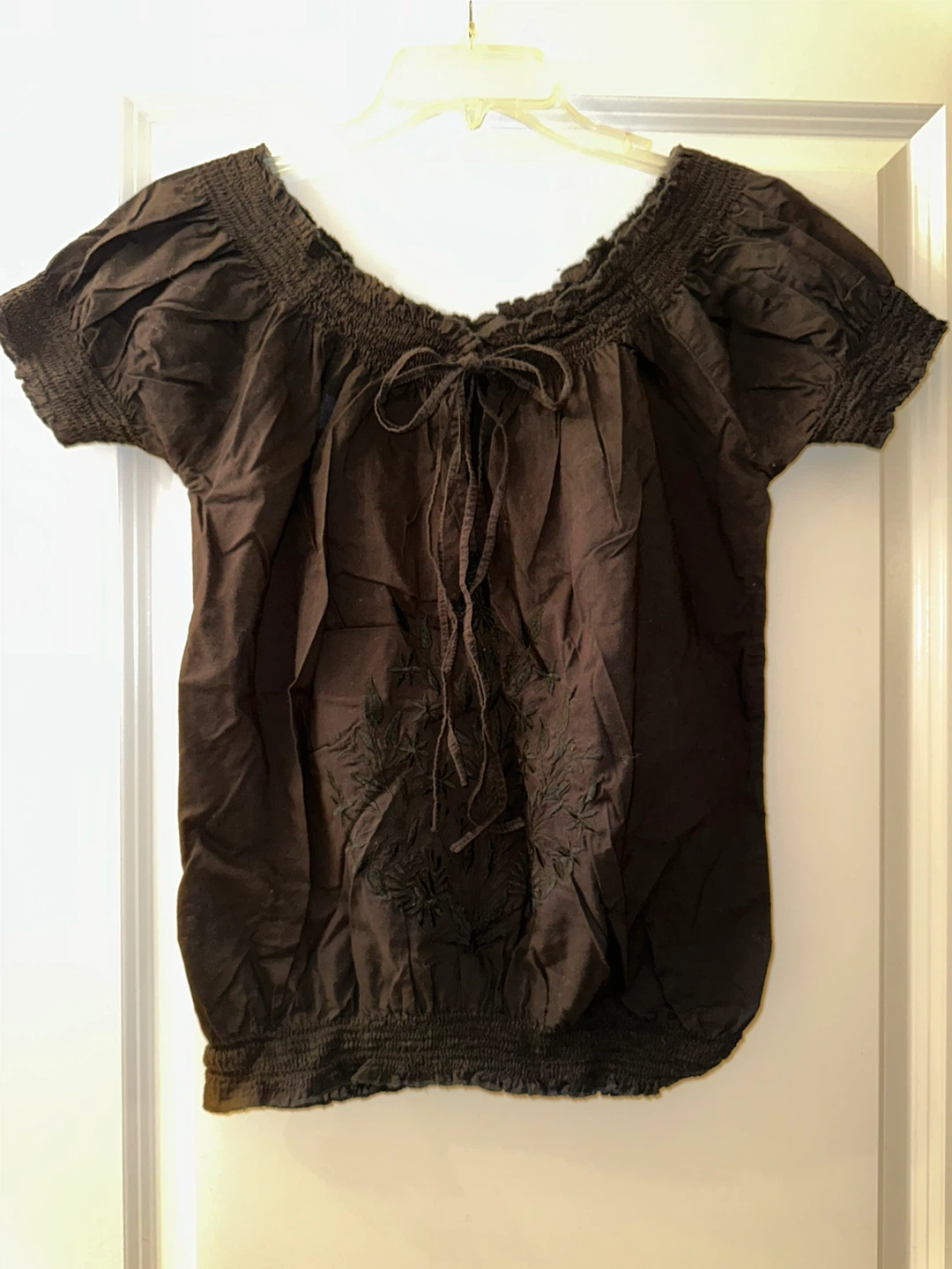 Black Embroidered Top Size S