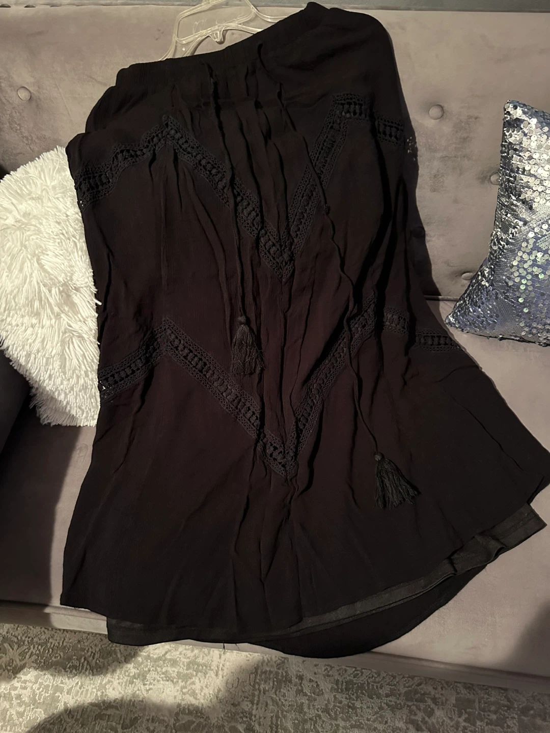 Black long skirt with Lace Detail - photo 3