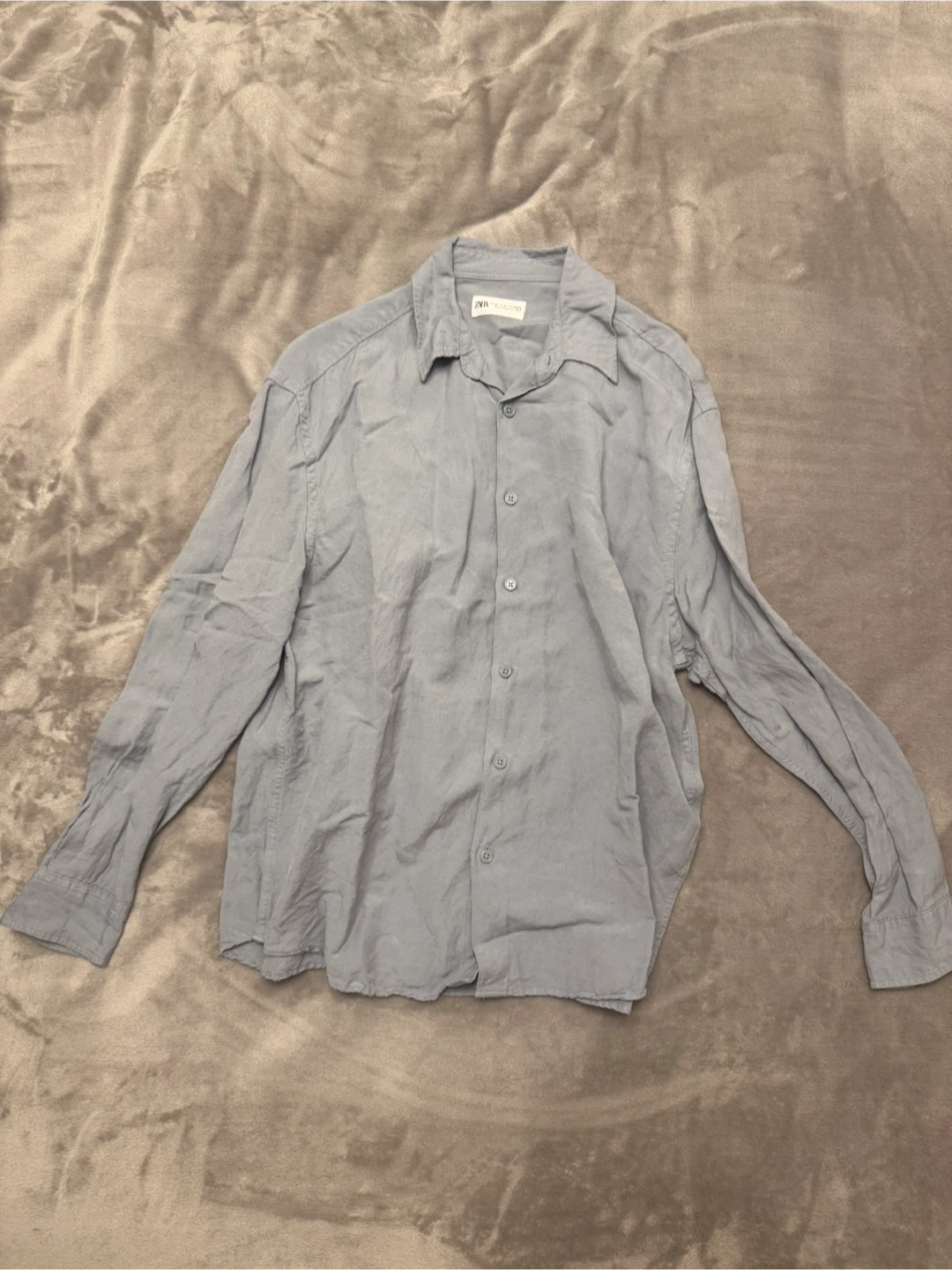 Zara Light Blue Linen Shirt - Size M