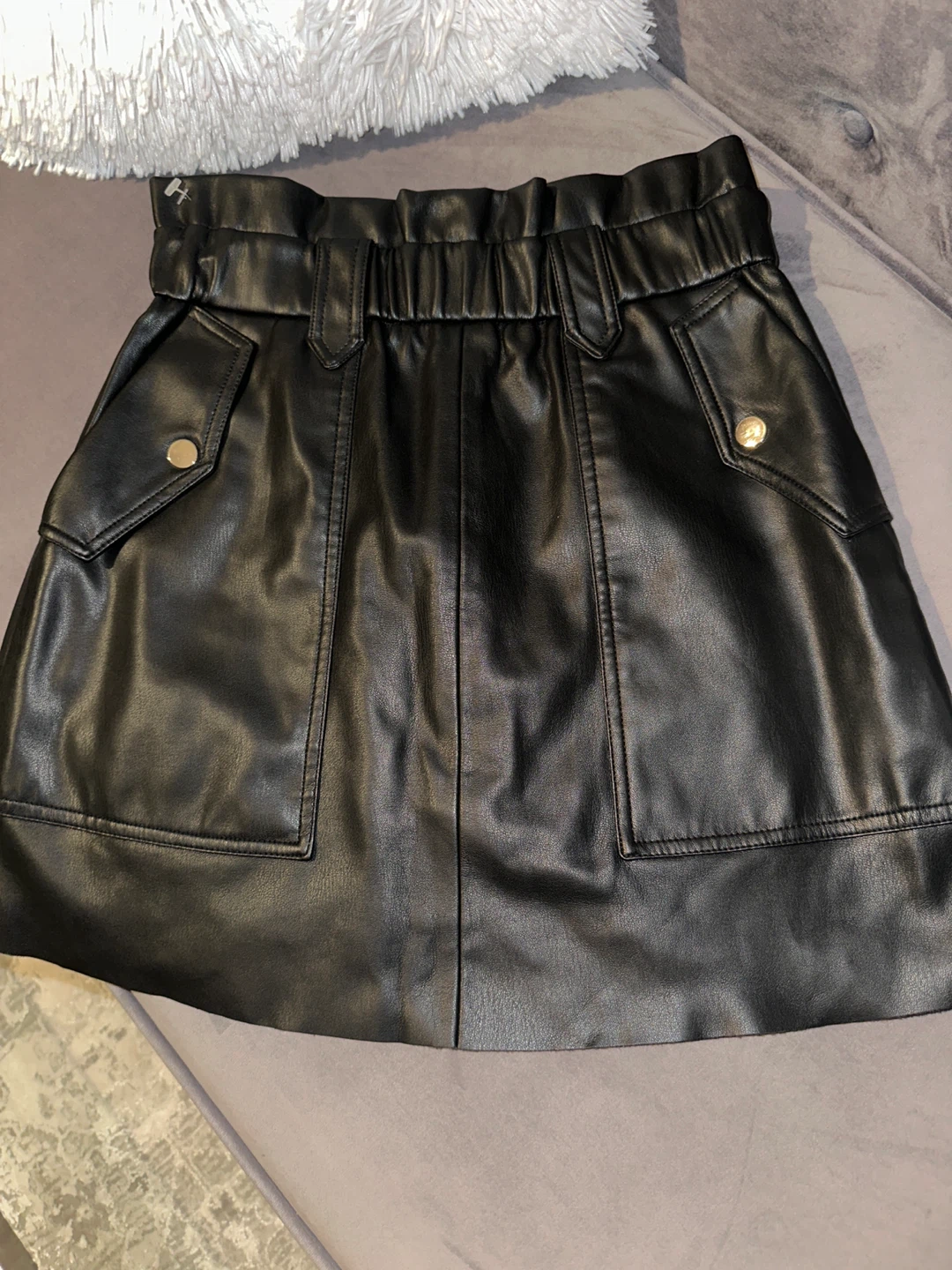 Zara Black Faux Leather Mini Skirt
