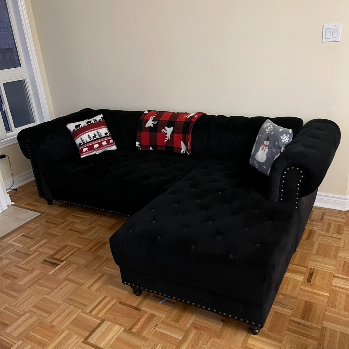 Black Velvet Sectional Couch