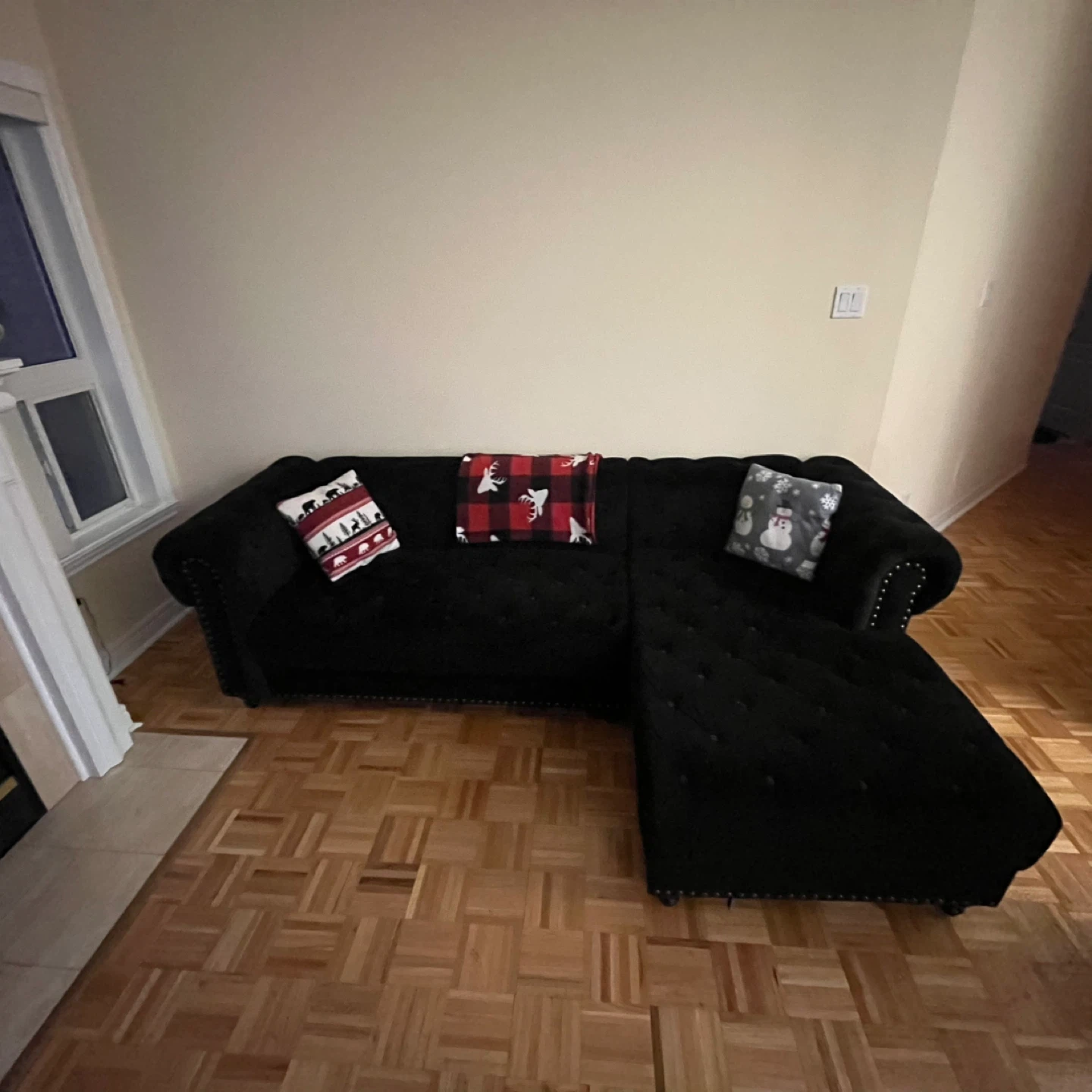 Black Velvet Sectional Couch - photo 3