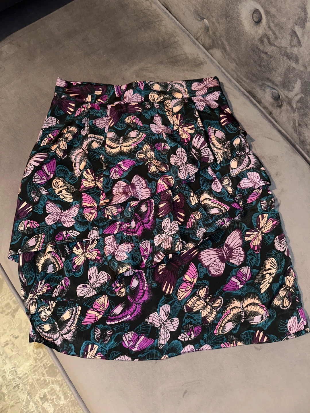 Butterfly Print Ruffle Skirt