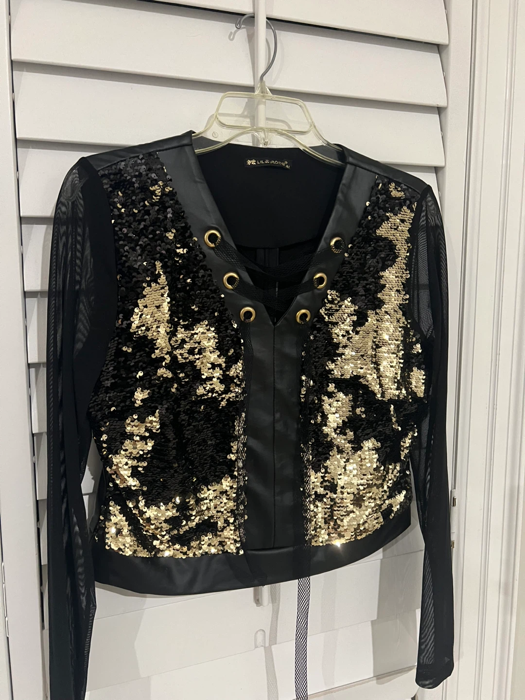 Lilu & Rose Black/Gold Sequin Jacket